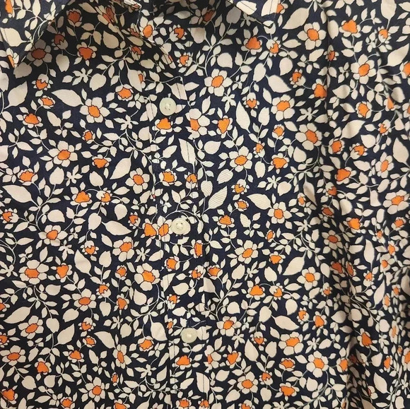 Women's Lands' End Deep Sea Floral Button Longsleeve Shirt Size 4 #P262 - Picture 2 of 6